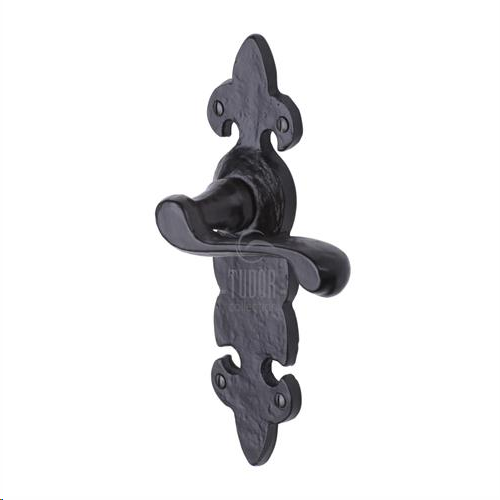 FLEUR-DE-LYS LEVER LATCH BLACK ANTIQUE