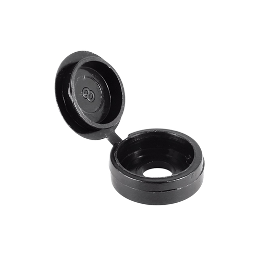 HINGED COVER CAP - BLACK 5.0-6.0 (10-12G) (BAG OF 50)