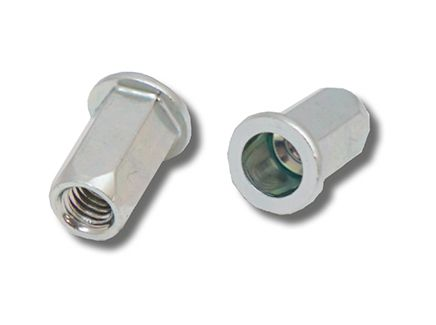 RIVET NUT - STEEL FLAT HEAD FULL HEX BODY M6