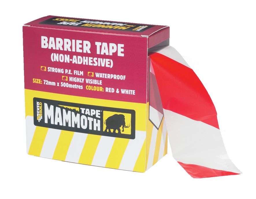 BARRIER TAPE - NON ADHESIVE 72MM X 500M RED/WHITE