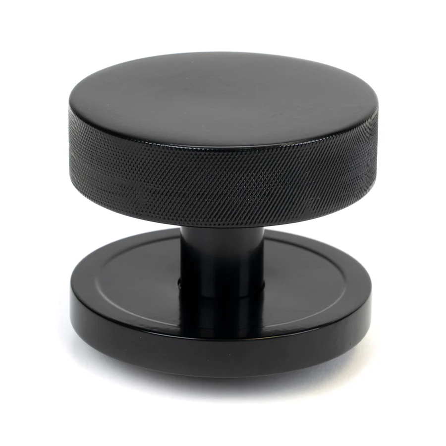 FTA 46794 BLACK BROMPTON MORTICE/RIM KNOB SET (PLAIN)