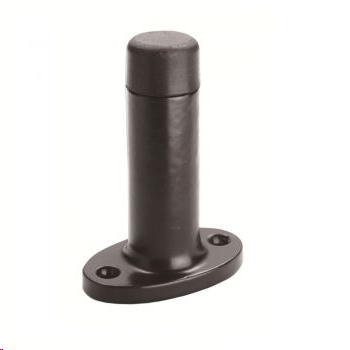 CYLINDER DOOR STOP WITH OVAL FACE-FIX ROSE 75MM BLACK ANTIQUE