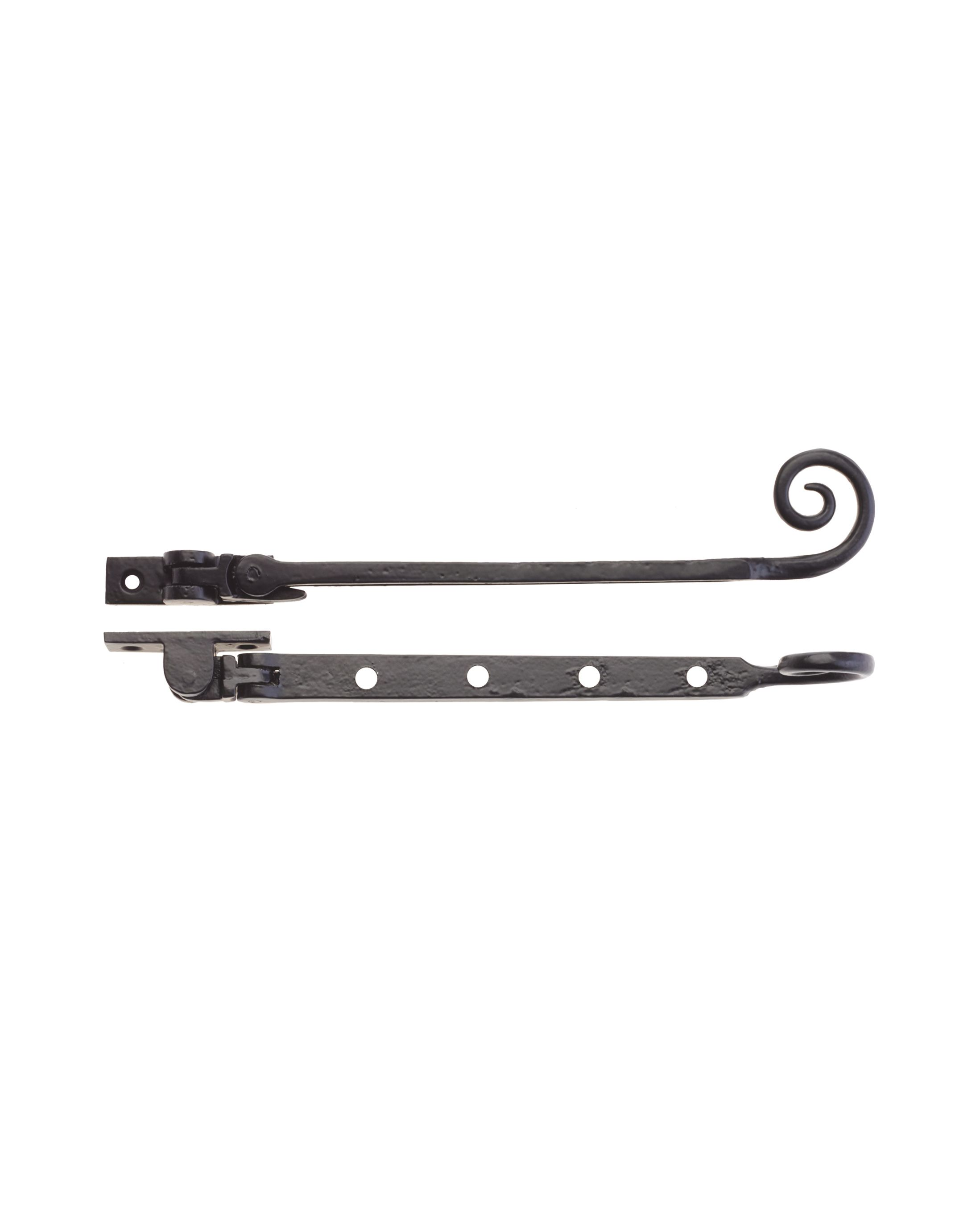 CURLY TAIL CASEMENT STAY 254MM (10") BLACK ANTIQUE