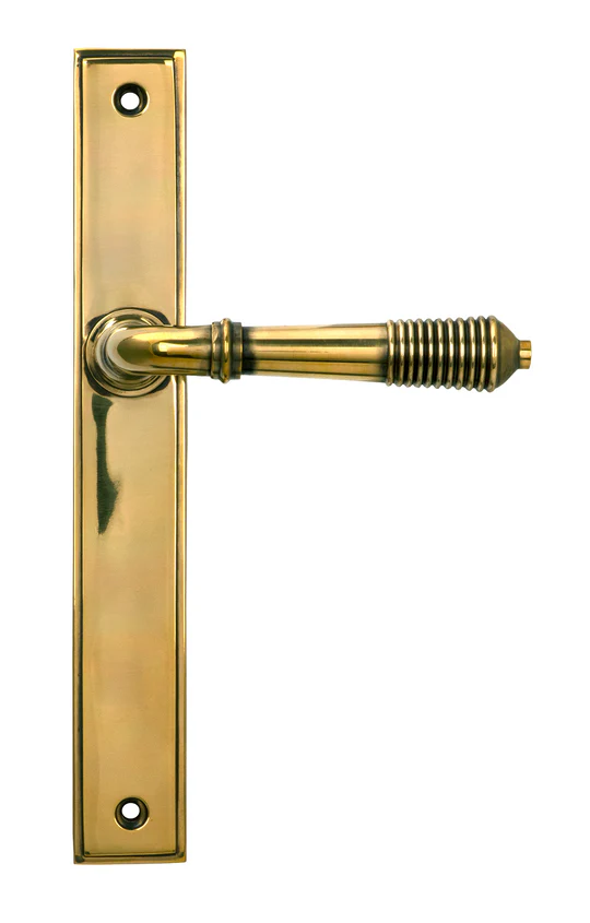 FTA 45419 AGED BRASS REEDED SLIMLINE LEVER LATCH SET
